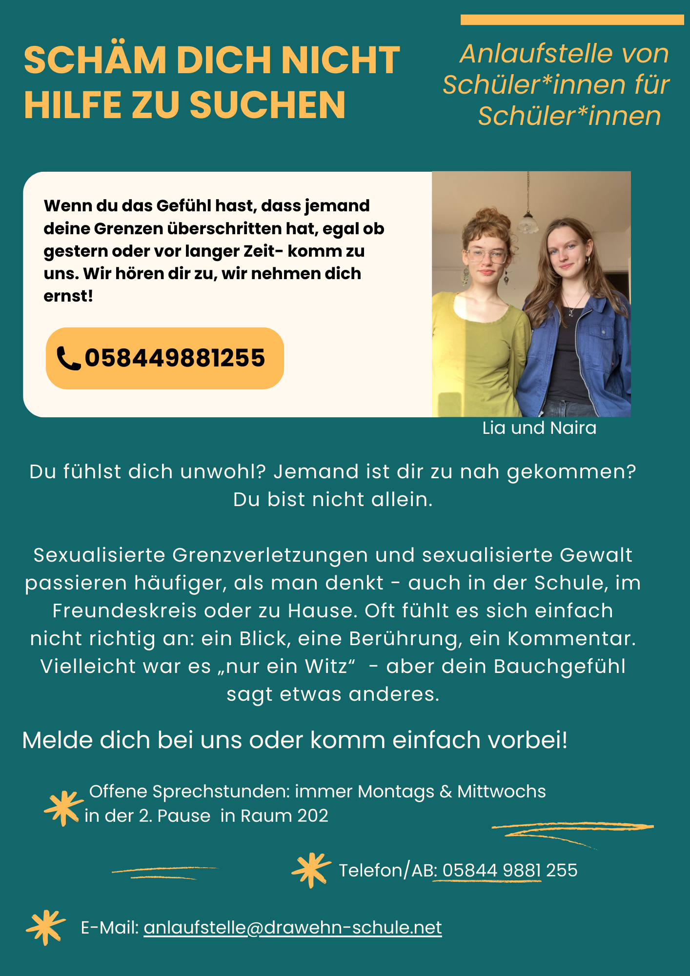 Flyer.Anlaufstelle von SuS für SuS